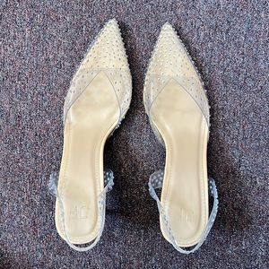 JustFab Clear Rhinestone Heels